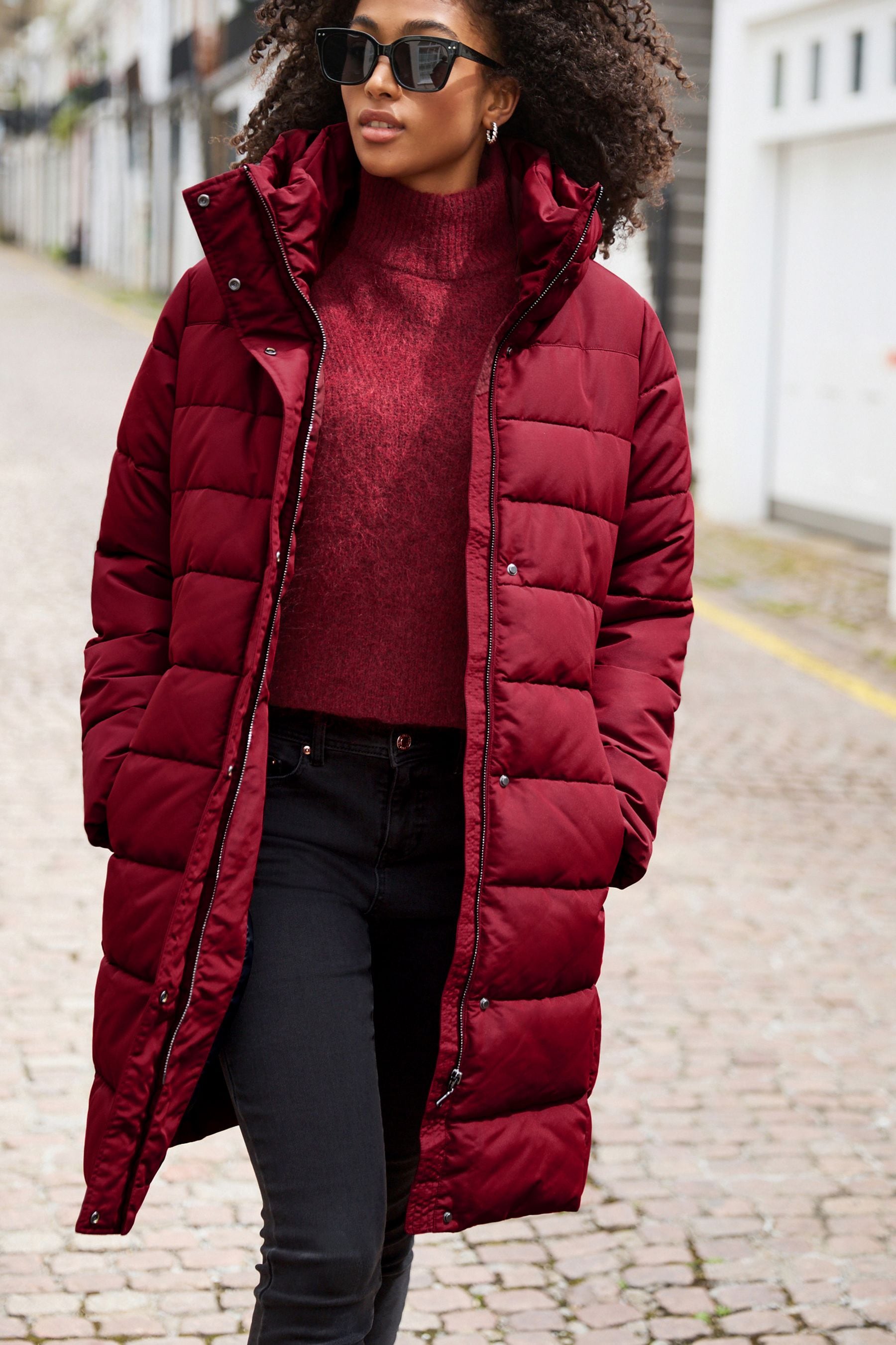 Buy Deep Red Shower Resistant Padded Coat from Next Luxembourg