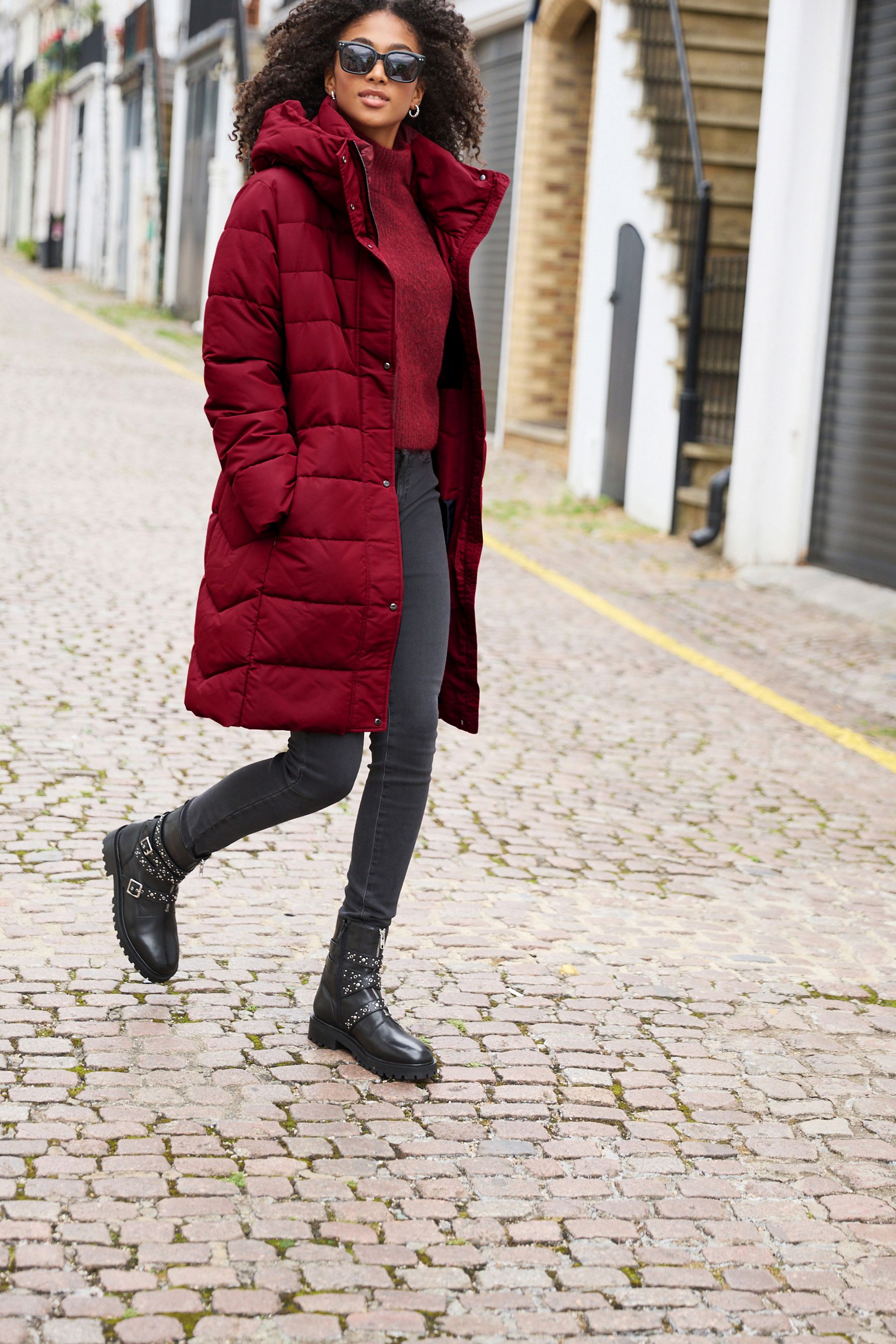 Buy Deep Red Shower Resistant Padded Coat from Next Luxembourg