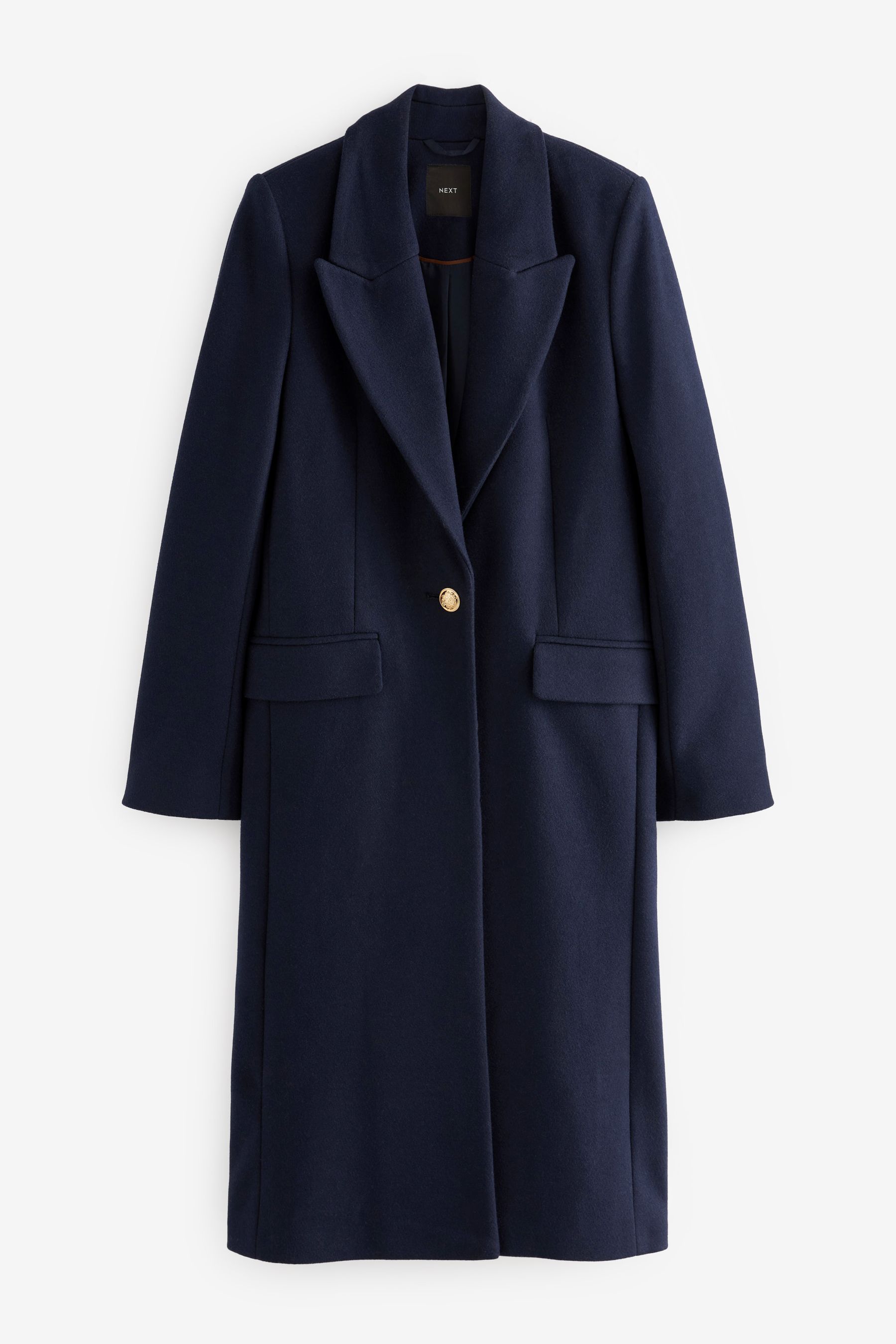 Buy Navy Revere Collar Coat from Next Luxembourg