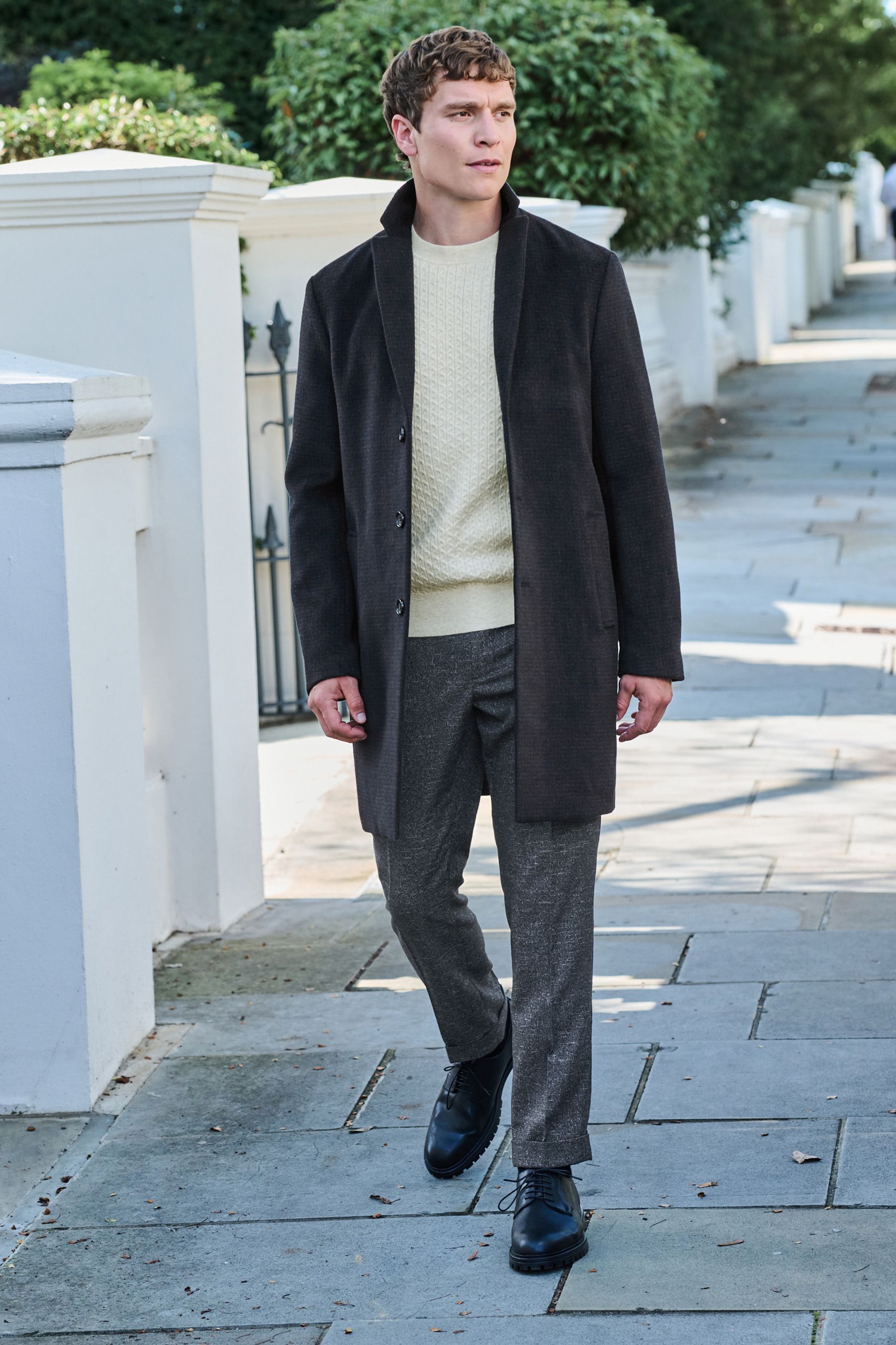 Buy Dark Navy Blue Check Epsom Overcoat from Next Luxembourg