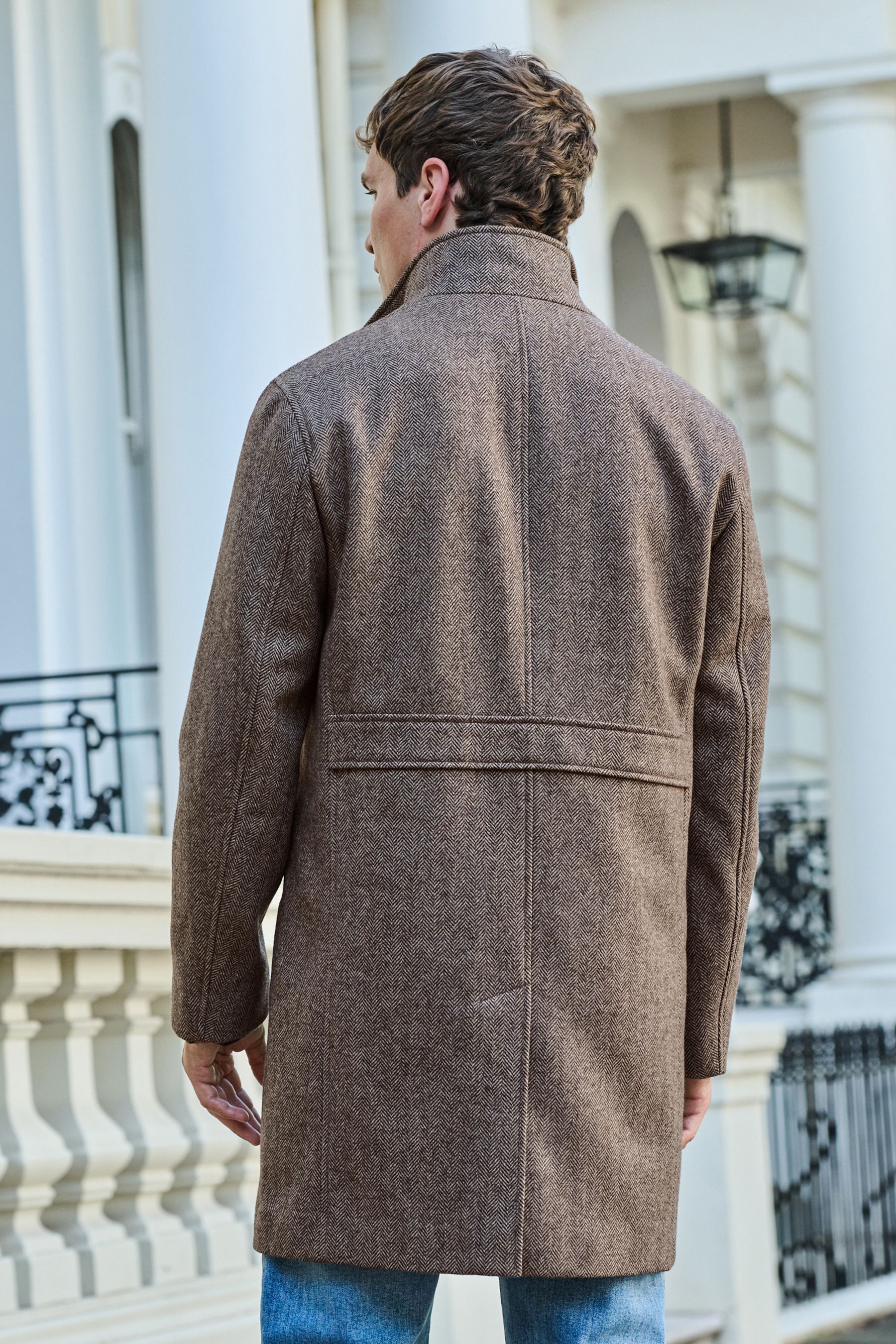 Buy Cream Wool Blend Mock Gilet Herringbone Padded Coat from Next Canada