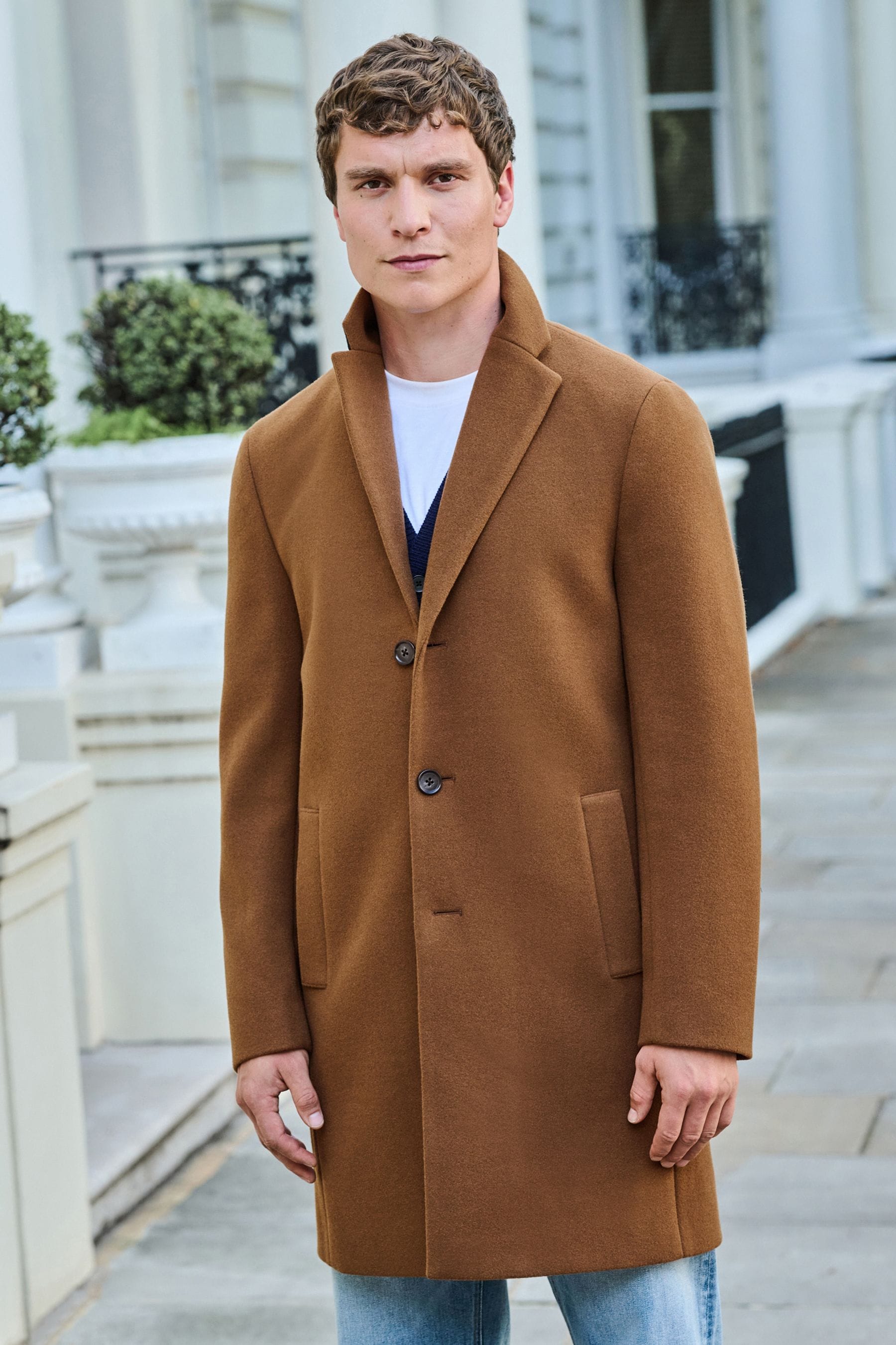 Buy Toffee Brown Epsom Overcoat from Next Luxembourg