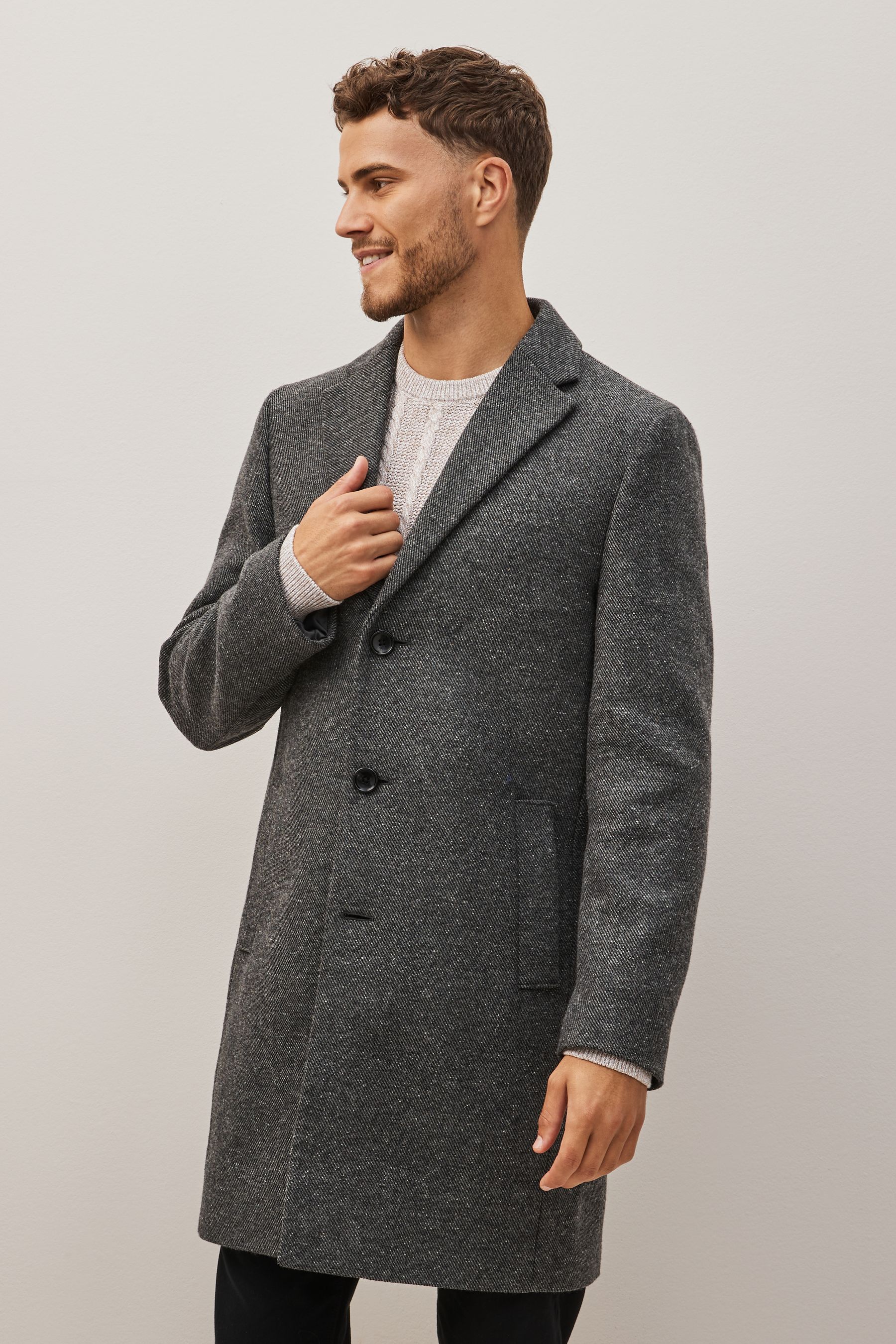 Buy Charcoal Grey Signature Italian Fabric Epsom Coat from Next Poland