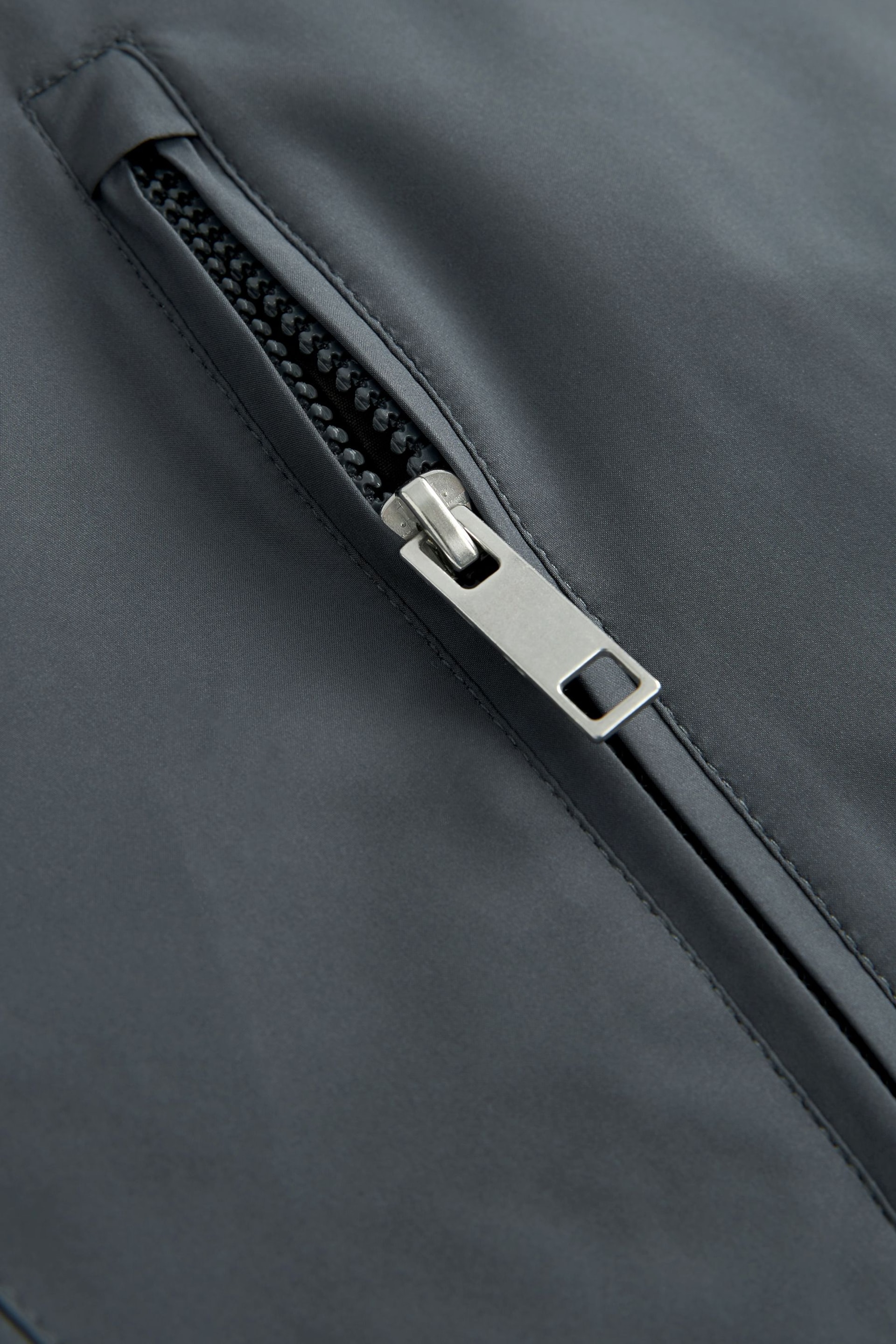 Grey Shower Resistant Four Pocket Funnel Neck Coat - Image 12 of 15