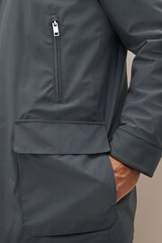 Grey Shower Resistant Four Pocket Funnel Neck Coat - Image 7 of 15