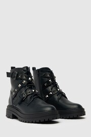 Schuh Arabella Black Hardware Lace-Up Boots - Image 2 of 4