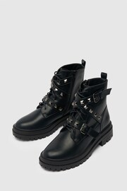 Schuh Arabella Black Hardware Lace-Up Boots - Image 3 of 4