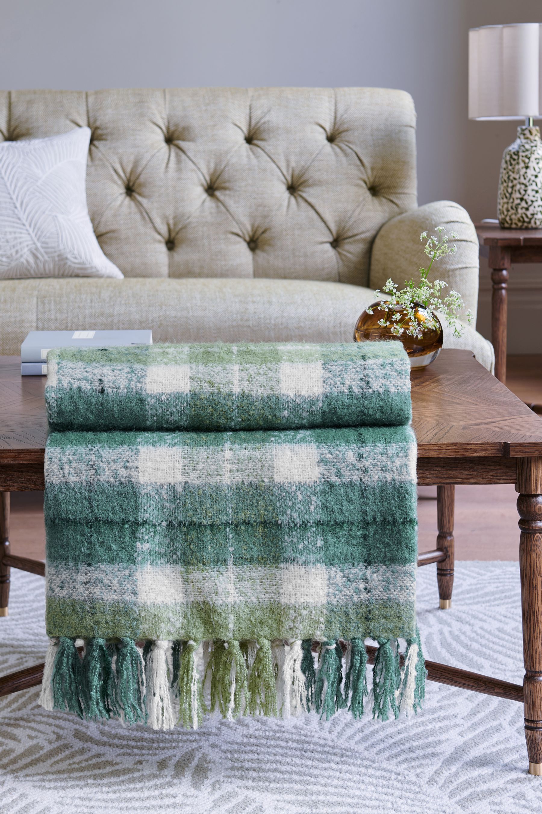 Nina Campbell Teal Blue Check Throw
