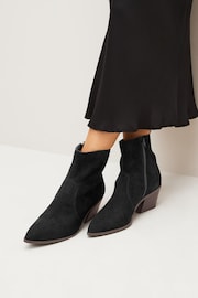 Black Regular/Wide Fit Forever Comfort® Cowboy Western Ankle Boots - Image 1 of 8