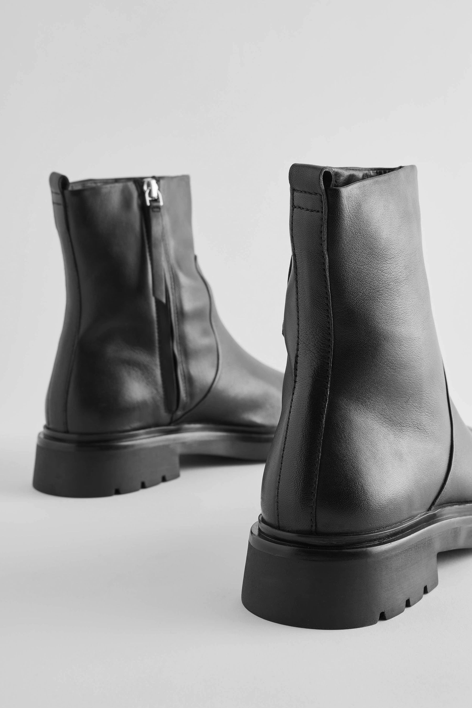 Black Forever Comfort Leather Square Toe Ankle Boots