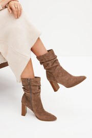Mink Brown Forever Comfort® Heeled Slouch Midi Boots - Image 1 of 7