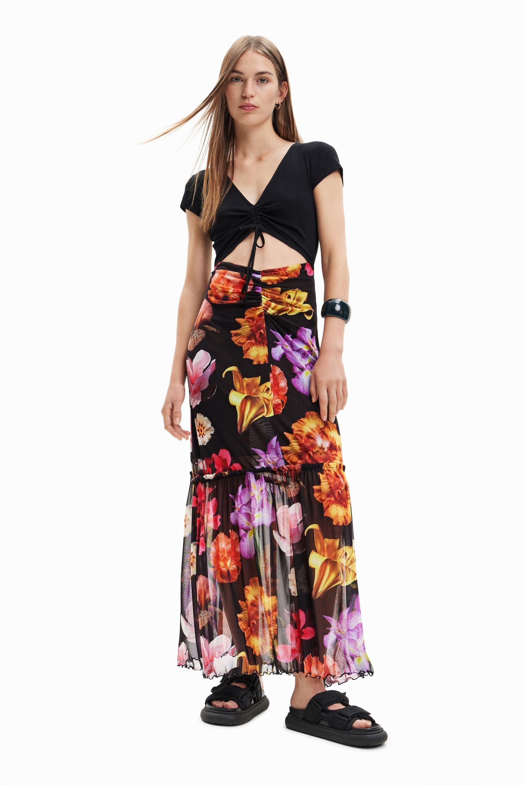 Desigual black dress flower online