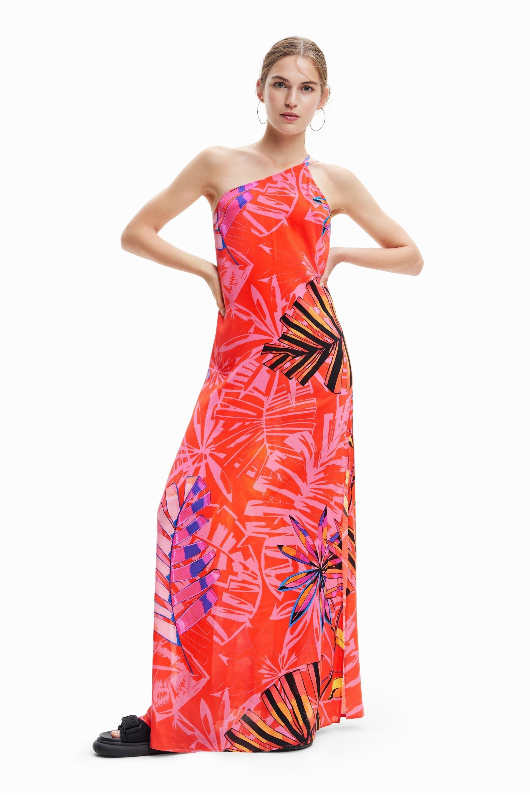 Buy Desigual Red Tropical Print One Shoulder Maxi Dress from Next Luxembourg