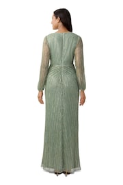 Adrianna Papell Green Metallic Mesh Draped Gown - Image 2 of 5