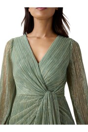 Adrianna Papell Green Metallic Mesh Draped Gown - Image 4 of 5