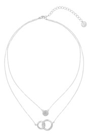 Caramel Jewellery London Silver Tone Sparkly Hoop Entwined Double Layer Charm Necklace - Image 3 of 6