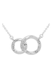 Caramel Jewellery London Silver Tone Sparkly Hoop Entwined Double Layer Charm Necklace - Image 5 of 6