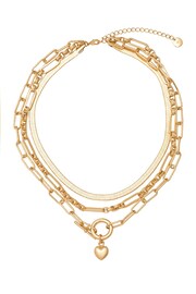 Caramel Jewellery London Gold Tone Chunky Layered T-Bar Necklace - Image 3 of 6