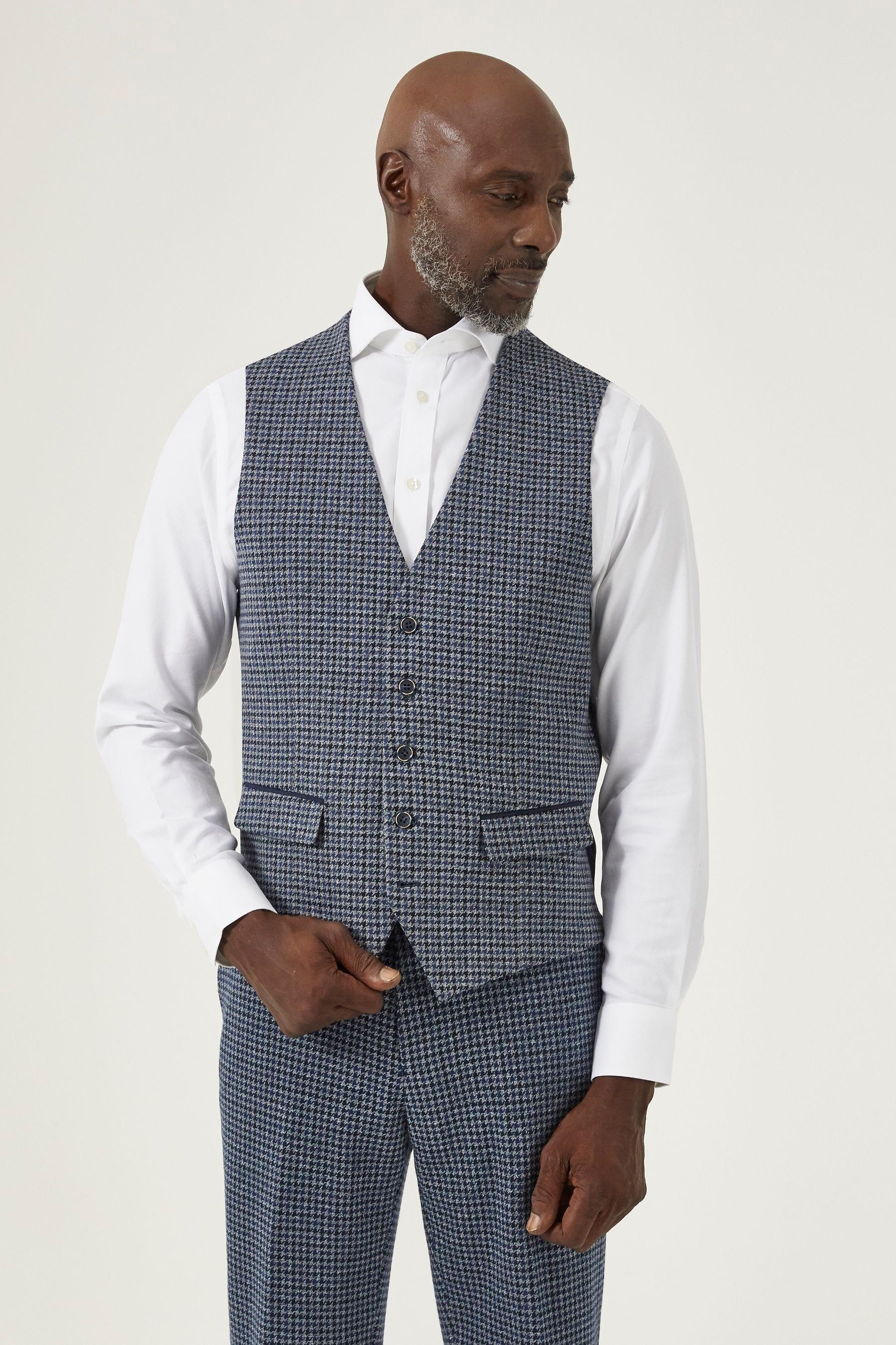 Grey dogtooth waistcoat sale