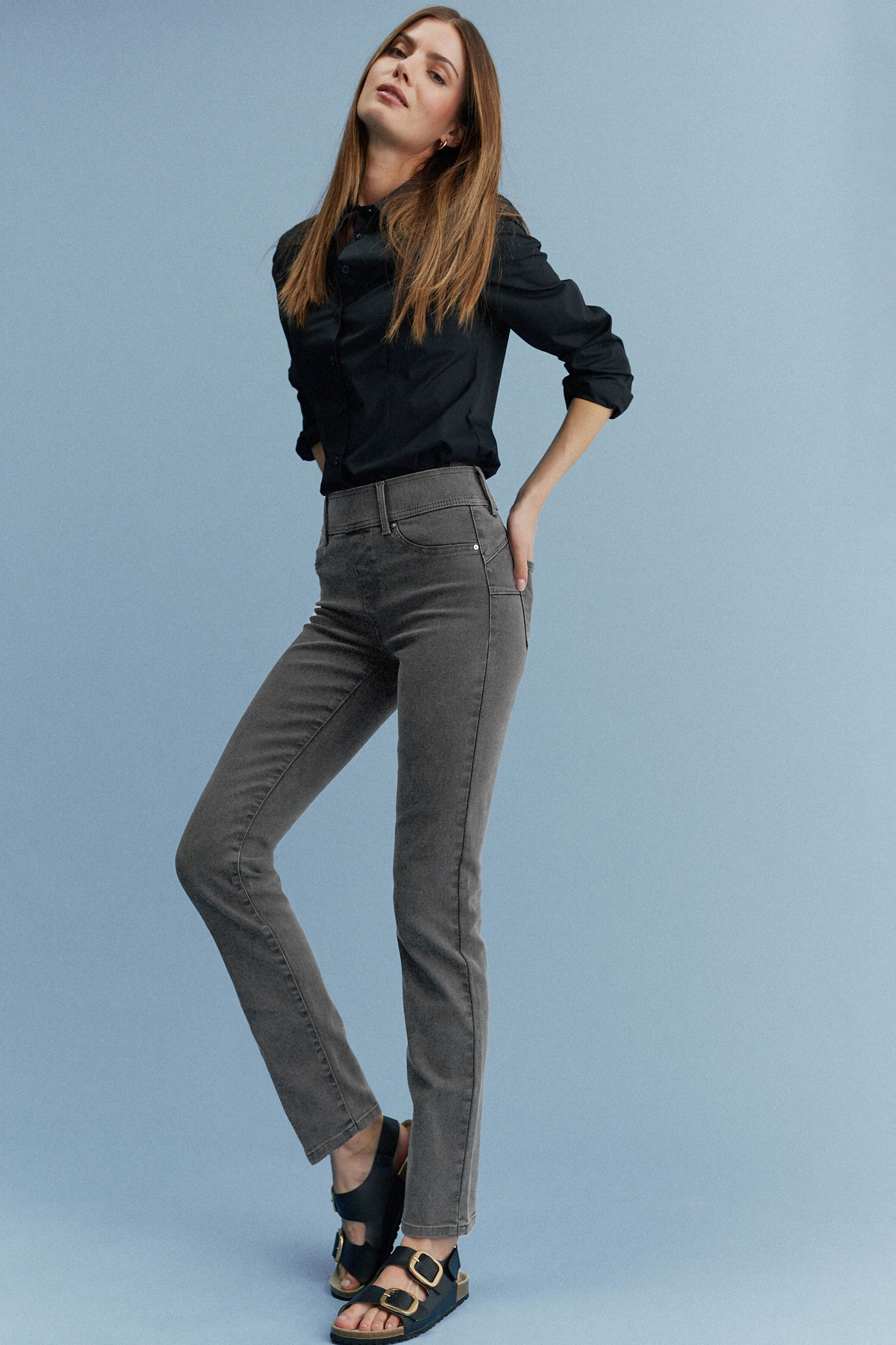 Buy Grey Super Stretch Soft Sculpt Pull On Slim Denim Leggings from Next Luxembourg
