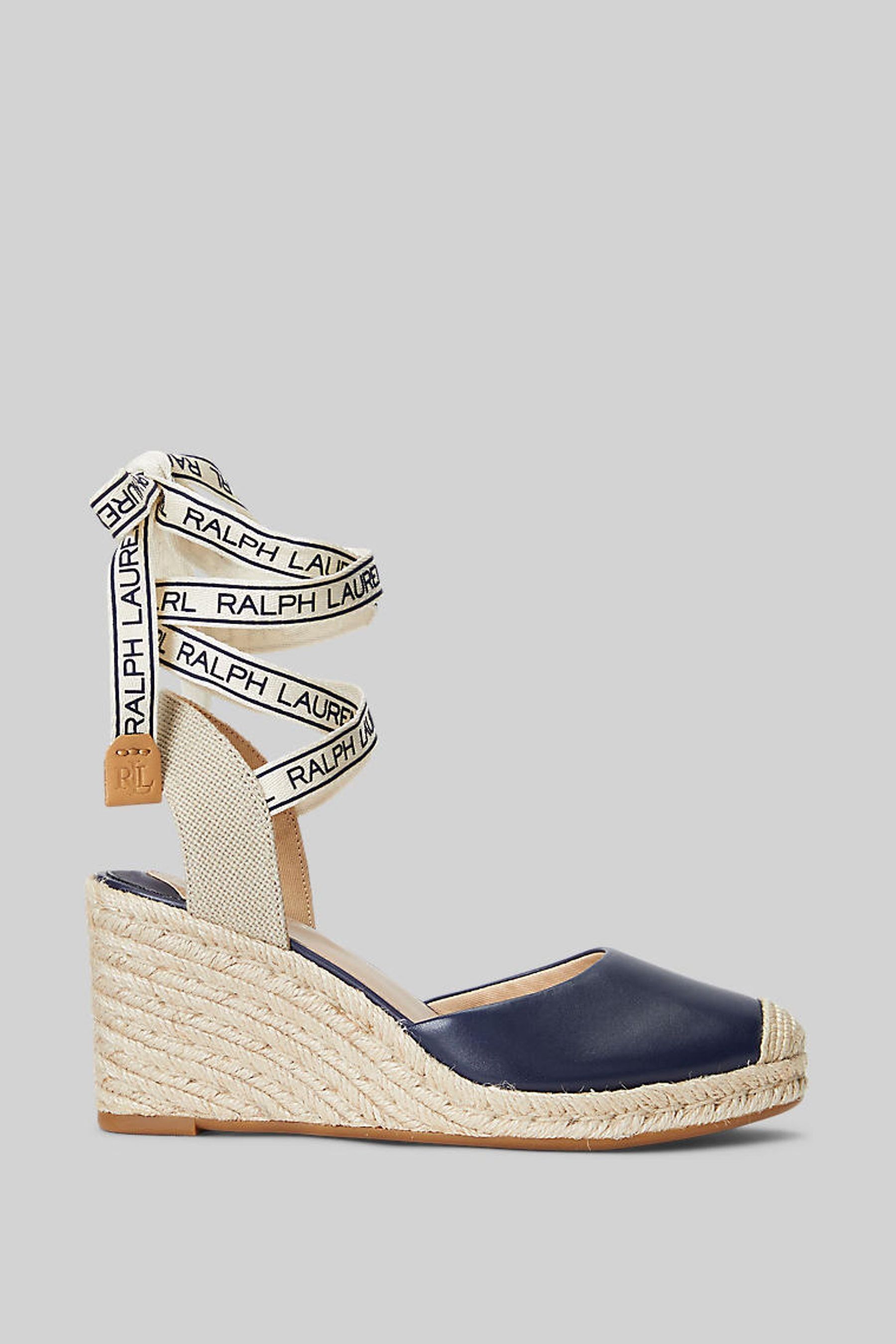 Navy blue leather wedges top