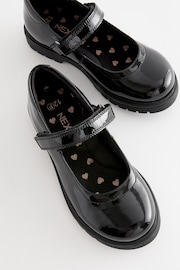 Black Patent Wide Fit (G) School Leather leopard Mary Jane Shoes - Image 5 of 6