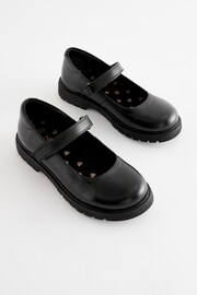 Matt Black Wide Fit (G) School Leather Chunky Mary Jane Shoes - Image 1 of 6