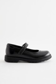 Matt Black Wide Fit (G) School Leather Chunky Mary Jane Shoes - Image 2 of 6