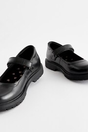 Matt Black Wide Fit (G) School Leather Chunky Mary Jane Shoes - Image 5 of 6