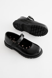 Matt Black Wide Fit (G) School Leather Chunky Mary Jane Shoes - Image 6 of 7