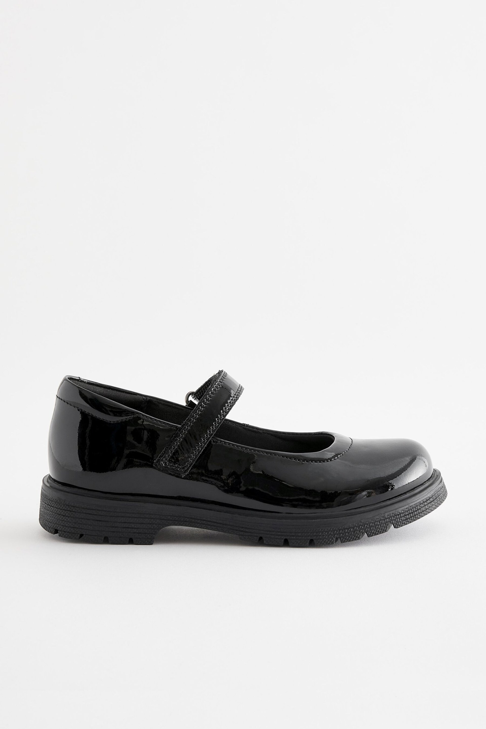 Black Patent Standard Fit (F) School Leather Chunky Mary Jane Shoes - Image 2 of 5