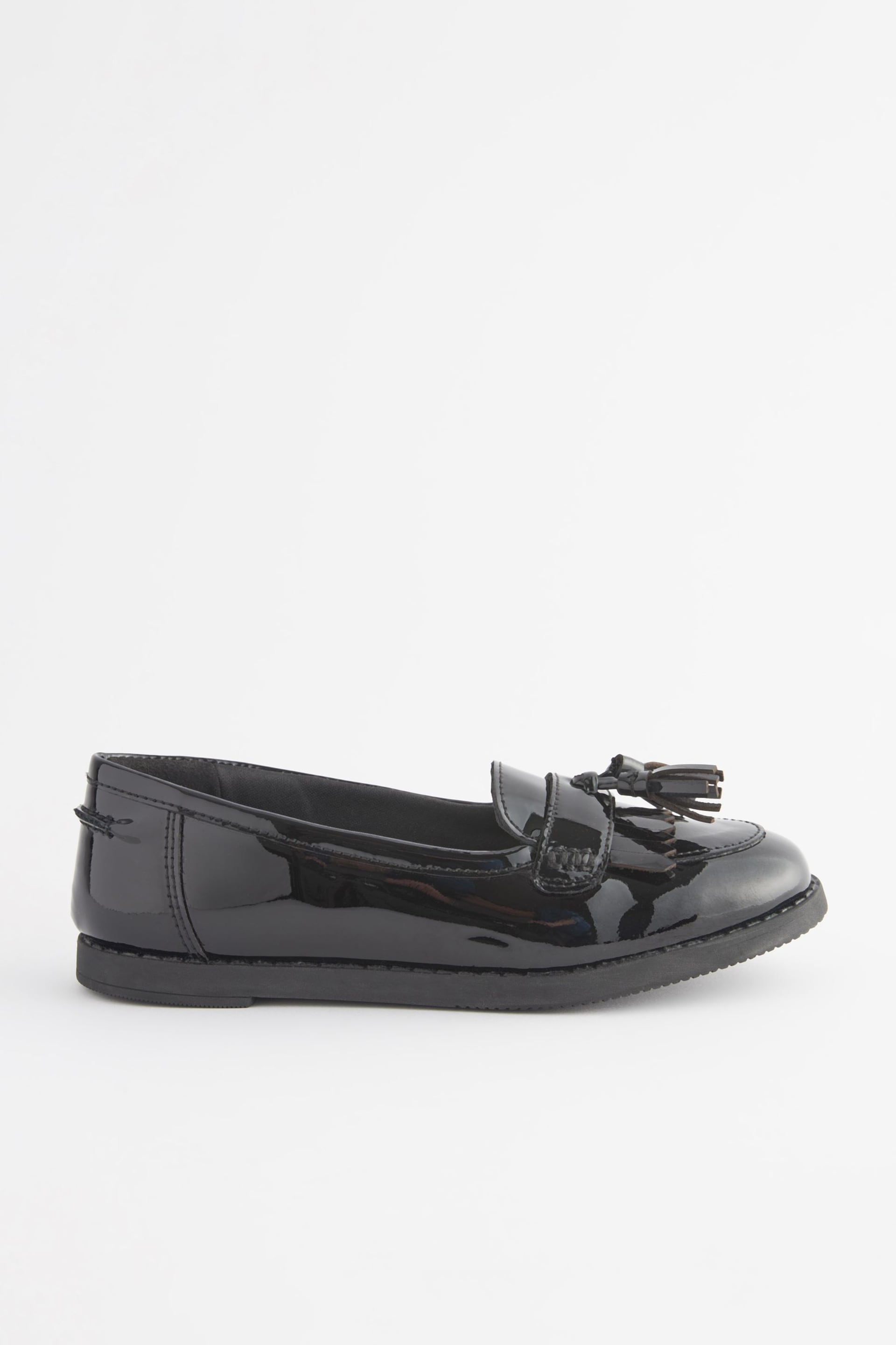 Black Patent Narrow Fit (E) School Leather Tassel Loafers - Image 2 of 5