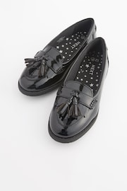 Black Patent Narrow Fit (E) School Leather Tassel Loafers - Image 3 of 5