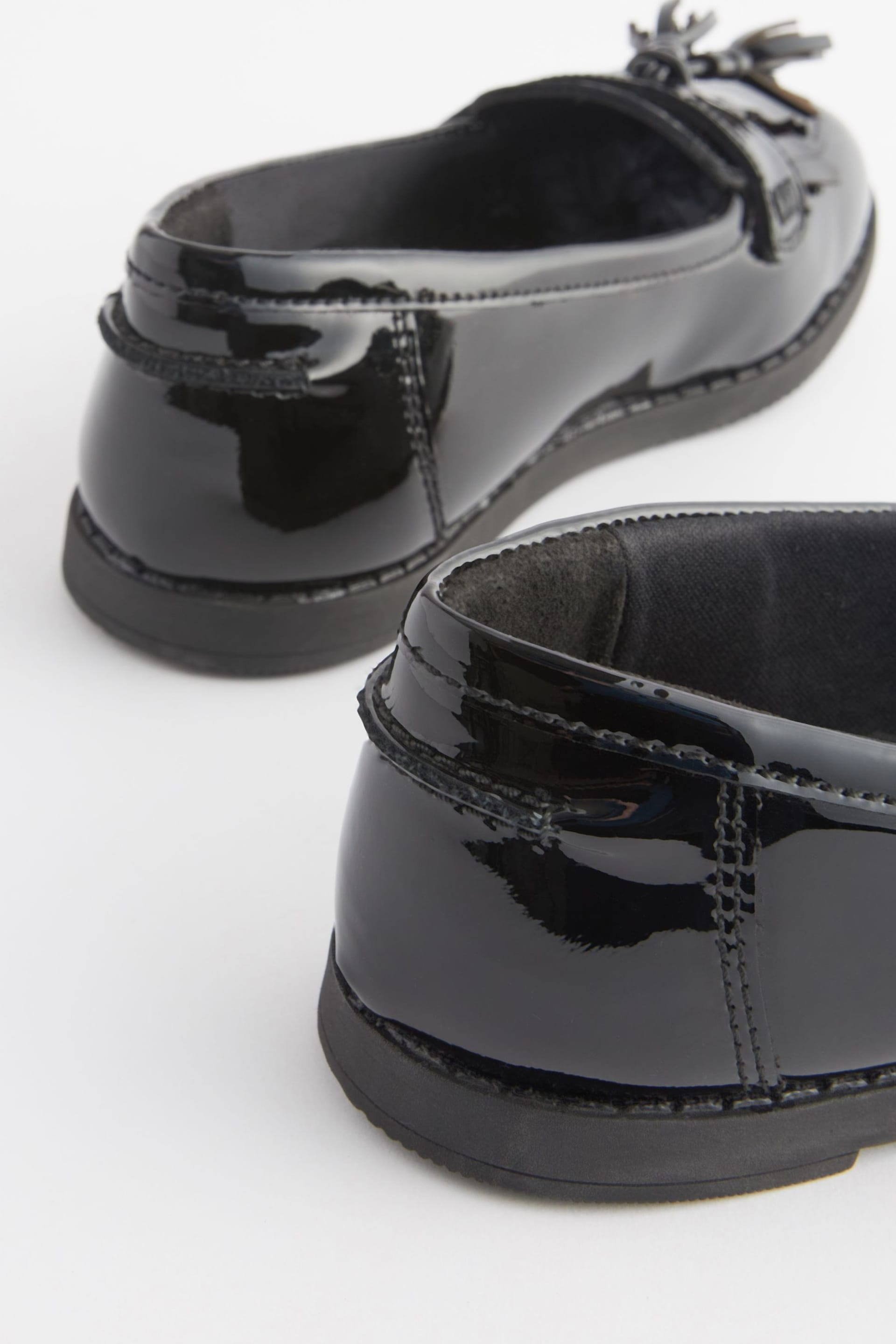 Black Patent Narrow Fit (E) School Leather Tassel Loafers - Image 5 of 5