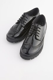 Black Patent Standard Fit (F) School Leather Chunky Lace-Up Brogues - Image 2 of 8