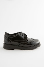 Black Patent Standard Fit (F) School Leather Chunky Lace-Up Brogues - Image 4 of 8