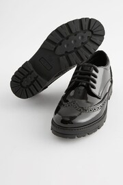 Black Patent Standard Fit (F) School Leather Chunky Lace-Up Brogues - Image 5 of 8