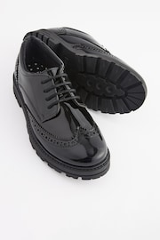 Black Patent Standard Fit (F) School Leather Chunky Lace-Up Brogues - Image 6 of 8