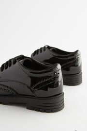 Black Patent Standard Fit (F) School Leather Chunky Lace-Up Brogues - Image 7 of 8