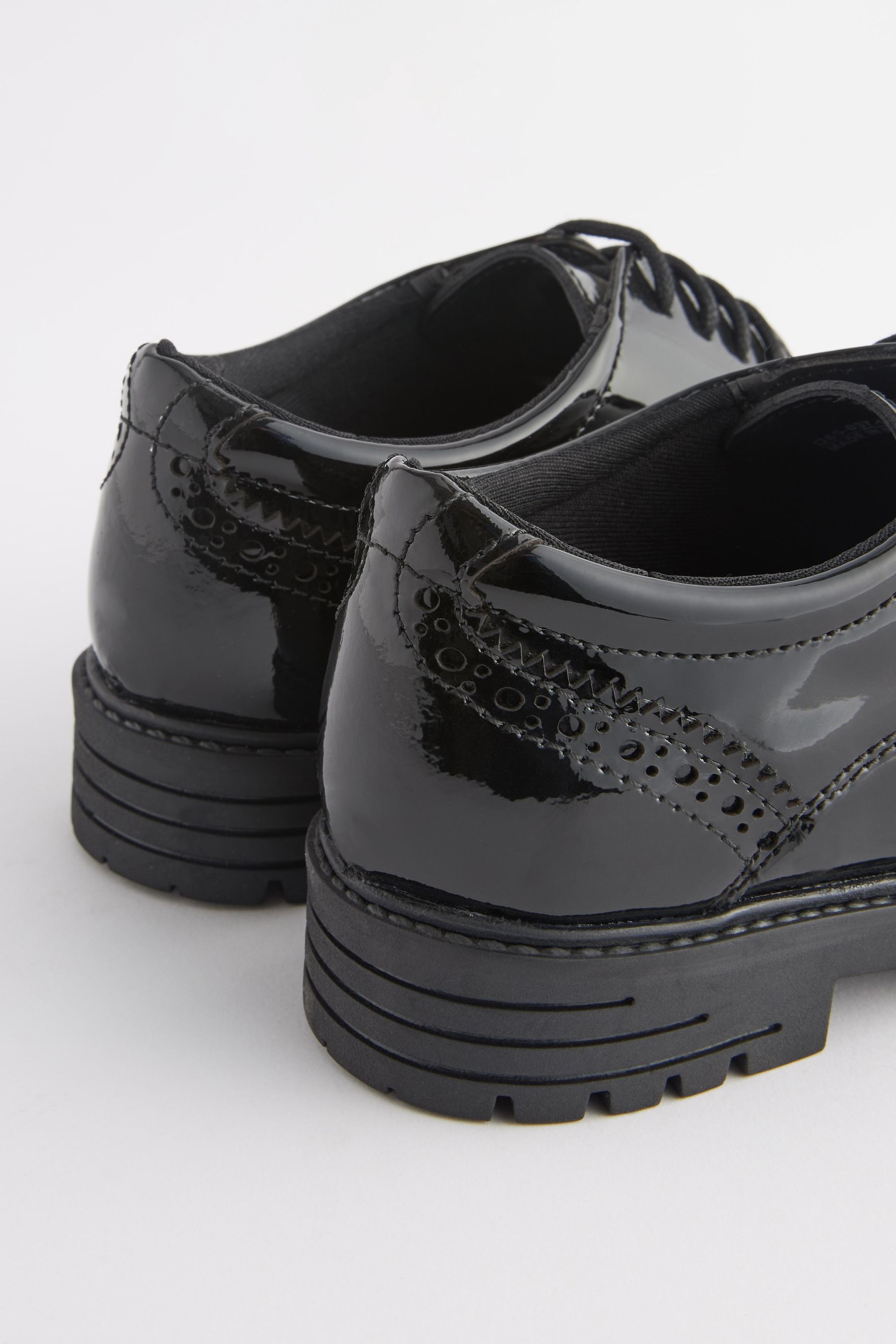 Buy Black Patent Standard Fit F School Leather Chunky Lace Up Brogues from the Next UK online shop