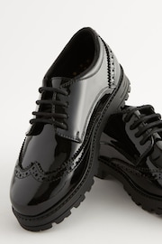 Black Patent Wide Fit (G) School Leather Chunky Lace-Up Brogues - Image 10 of 11