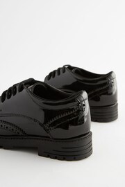 Black Patent Wide Fit (G) School Leather Chunky Lace-Up Brogues - Image 11 of 11