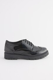 Black Patent Wide Fit (G) School Leather Chunky Lace-Up Brogues - Image 2 of 11
