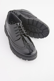 Black Patent Wide Fit (G) School Leather Chunky Lace-Up Brogues - Image 7 of 11