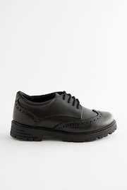 Black Wide Fit (G) School Leather Chunky Lace-Up Brogues - Image 2 of 10