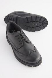 Black Wide Fit (G) School Leather Chunky Lace-Up Brogues - Image 6 of 10