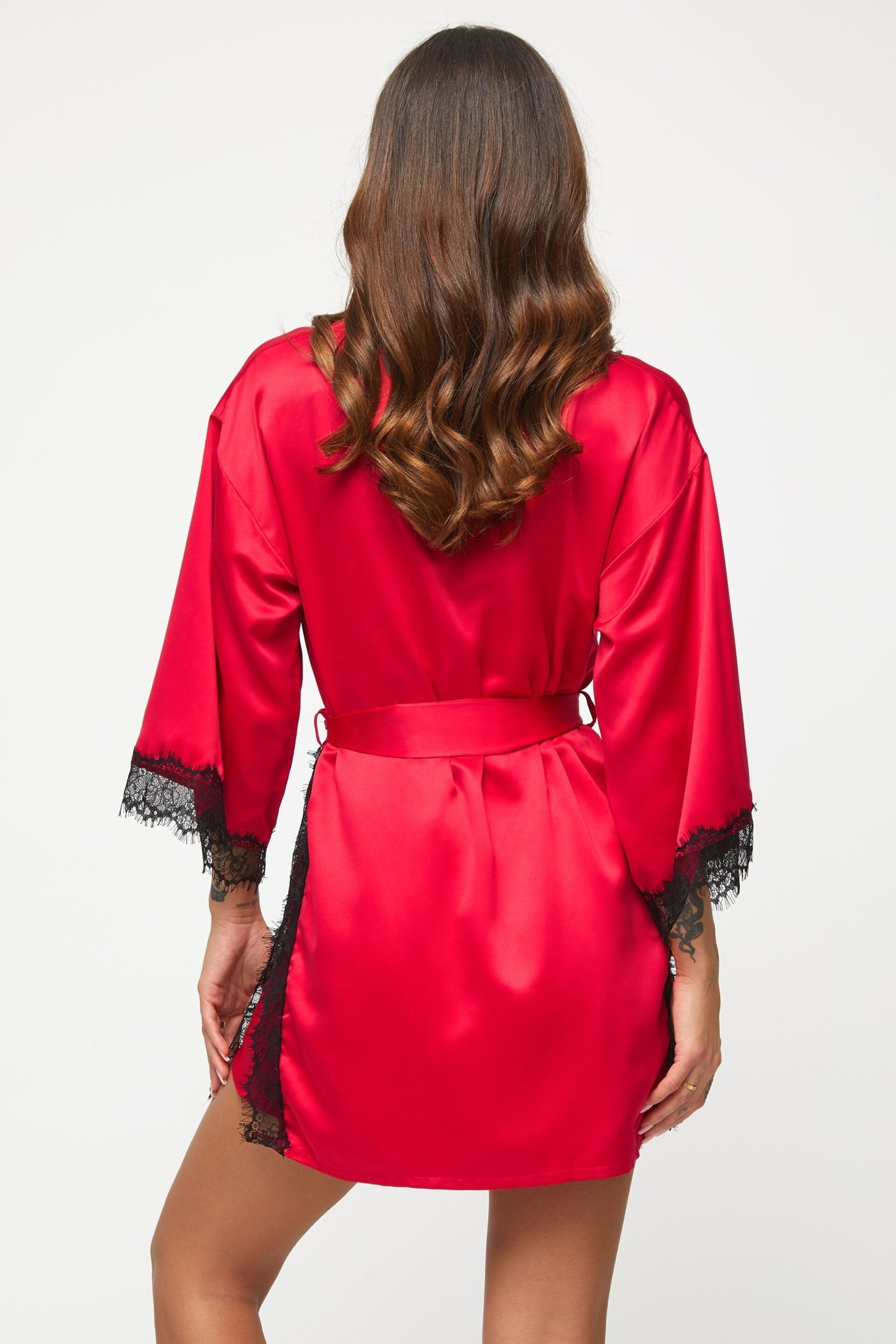 Ann Summers Dark Red Satin Cherryann Robe Dressing Gown - Image 3 of 4