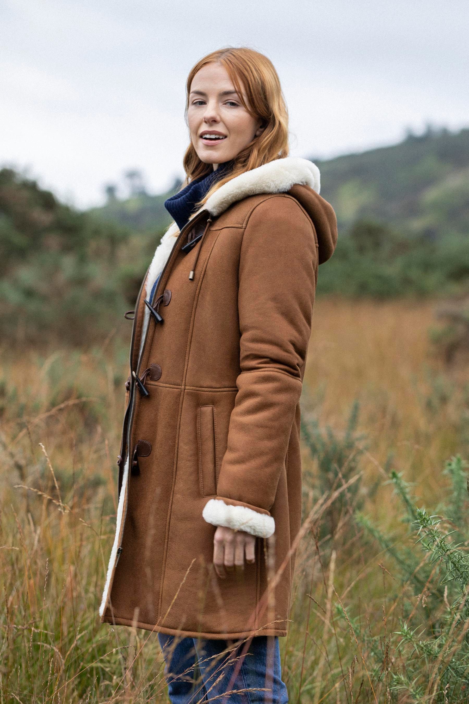 Lakeland Leather Rust Dearham Sheepskin Duffle Coat