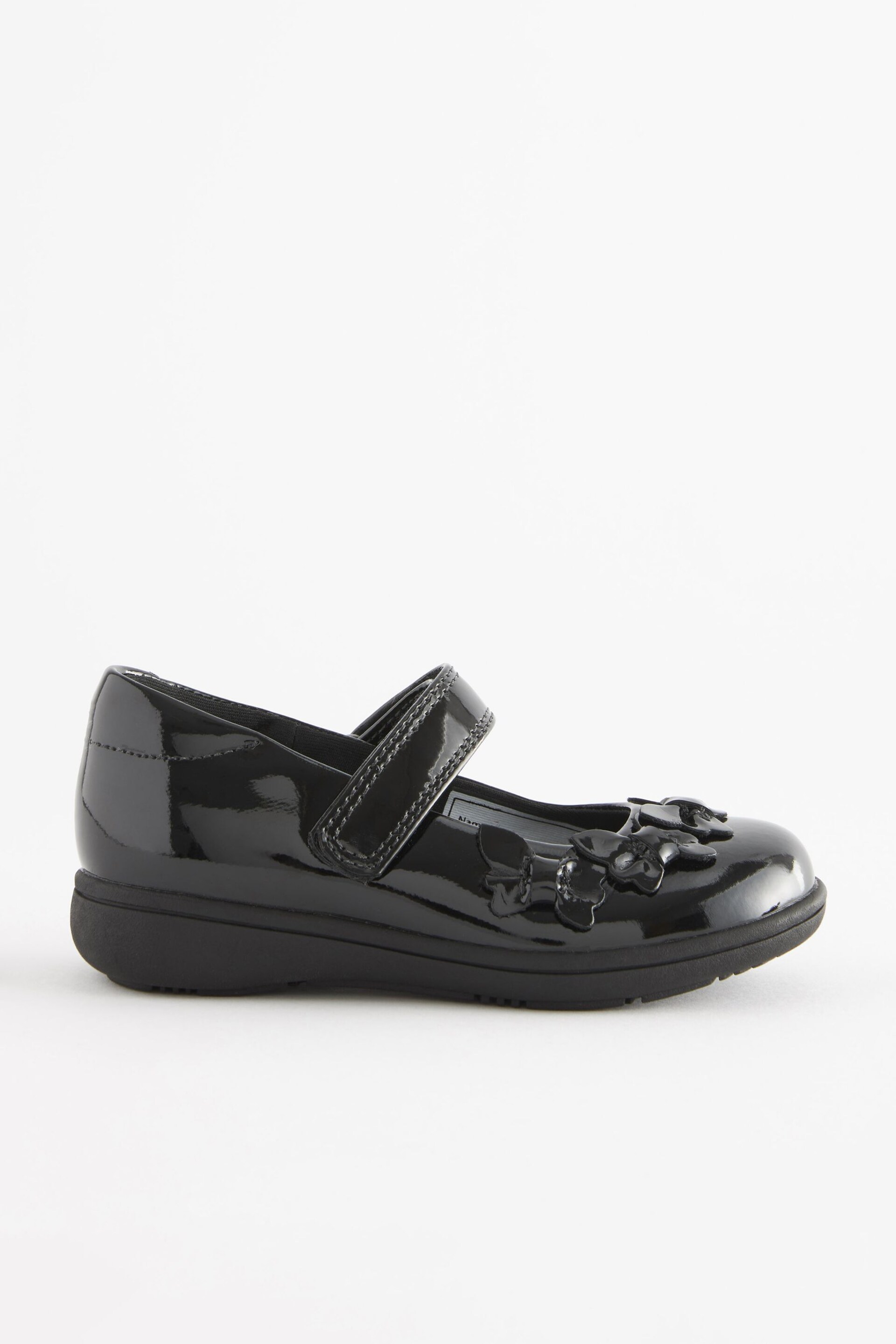 Black Patent Wide Fit (G) School Junior Butterfly Mary Jane Shoes - Image 2 of 8