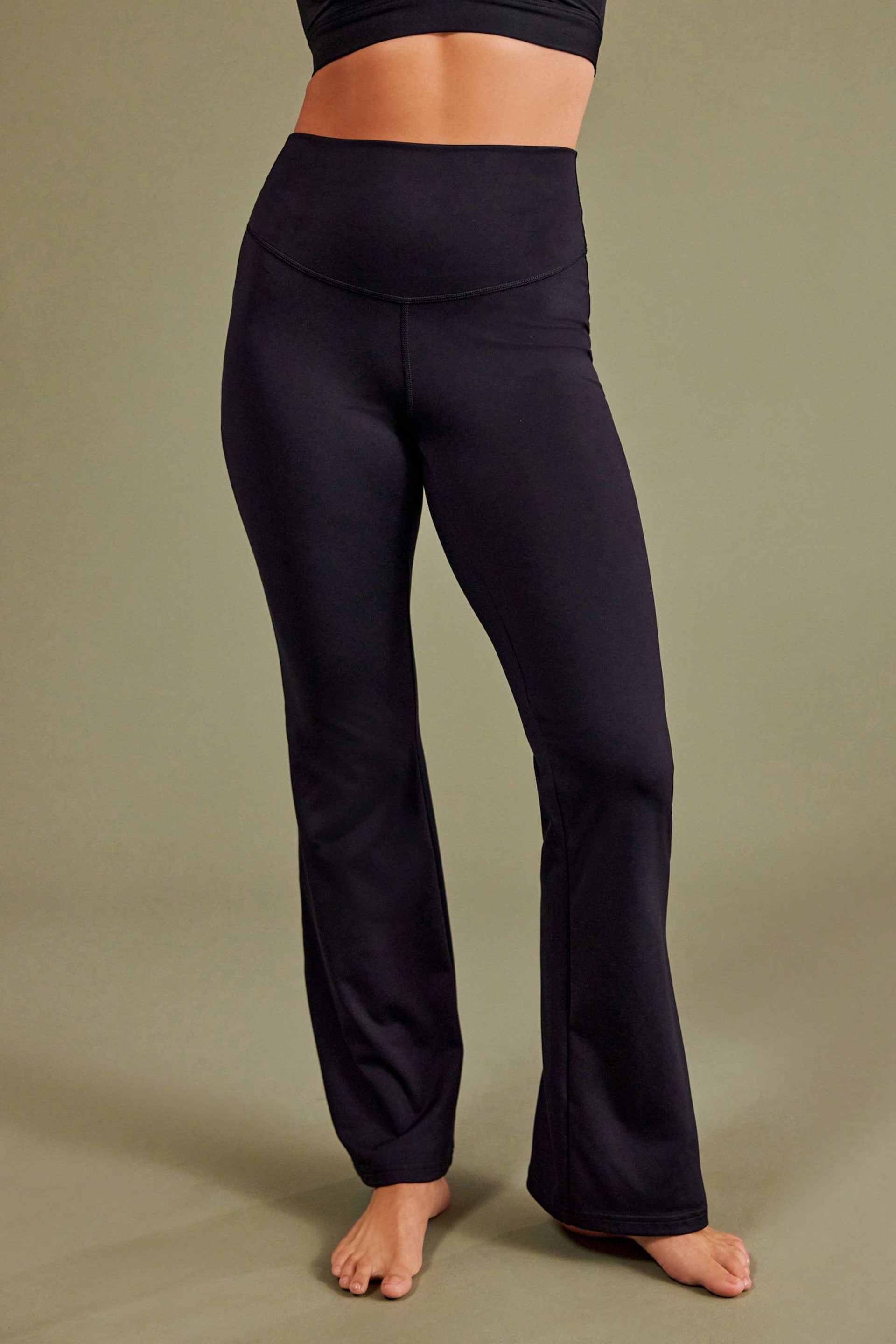 Black Super Soft Flared Yoga Sports Leggings - Image 3 of 8